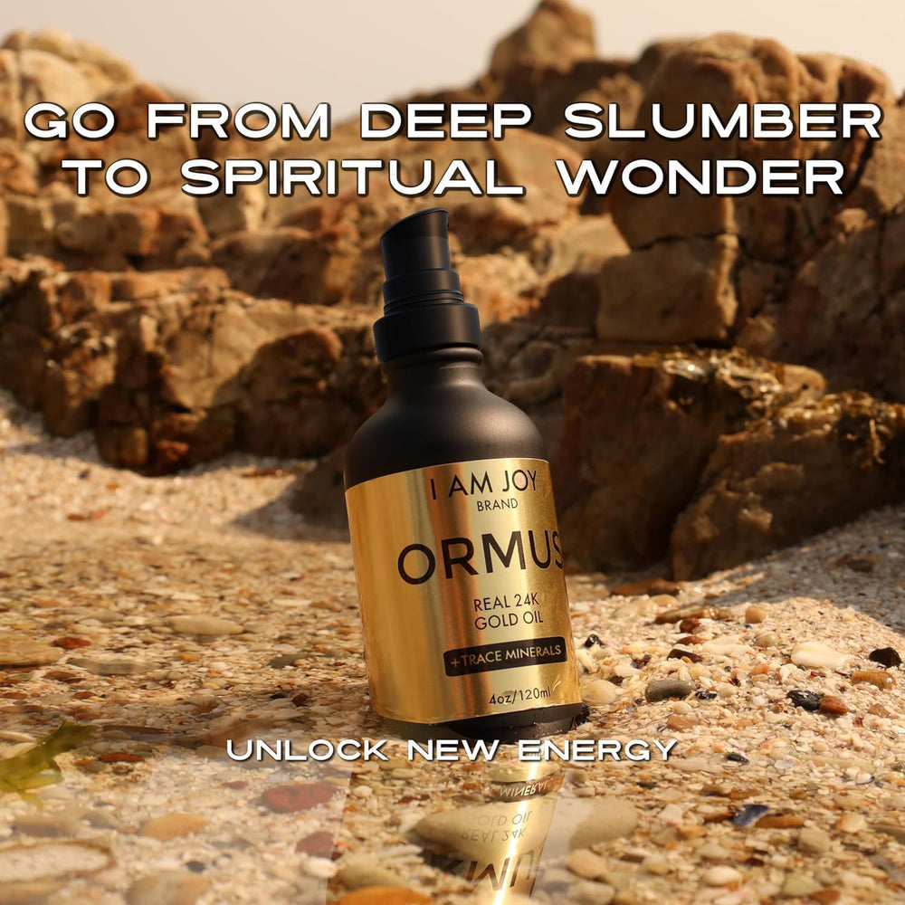 I Am Joy Co Ormus Gold Oil ingredients label reflects non-chemical extraction