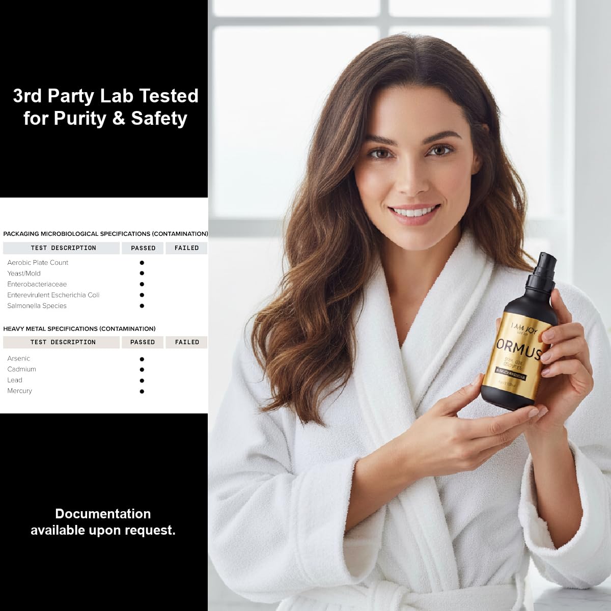 I Am Joy Co Ormus Gold Oil gold-toned accents convey luxury and quality