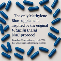 I Am Joy pour-shot of methylene blue capsules for on-the-go focus.