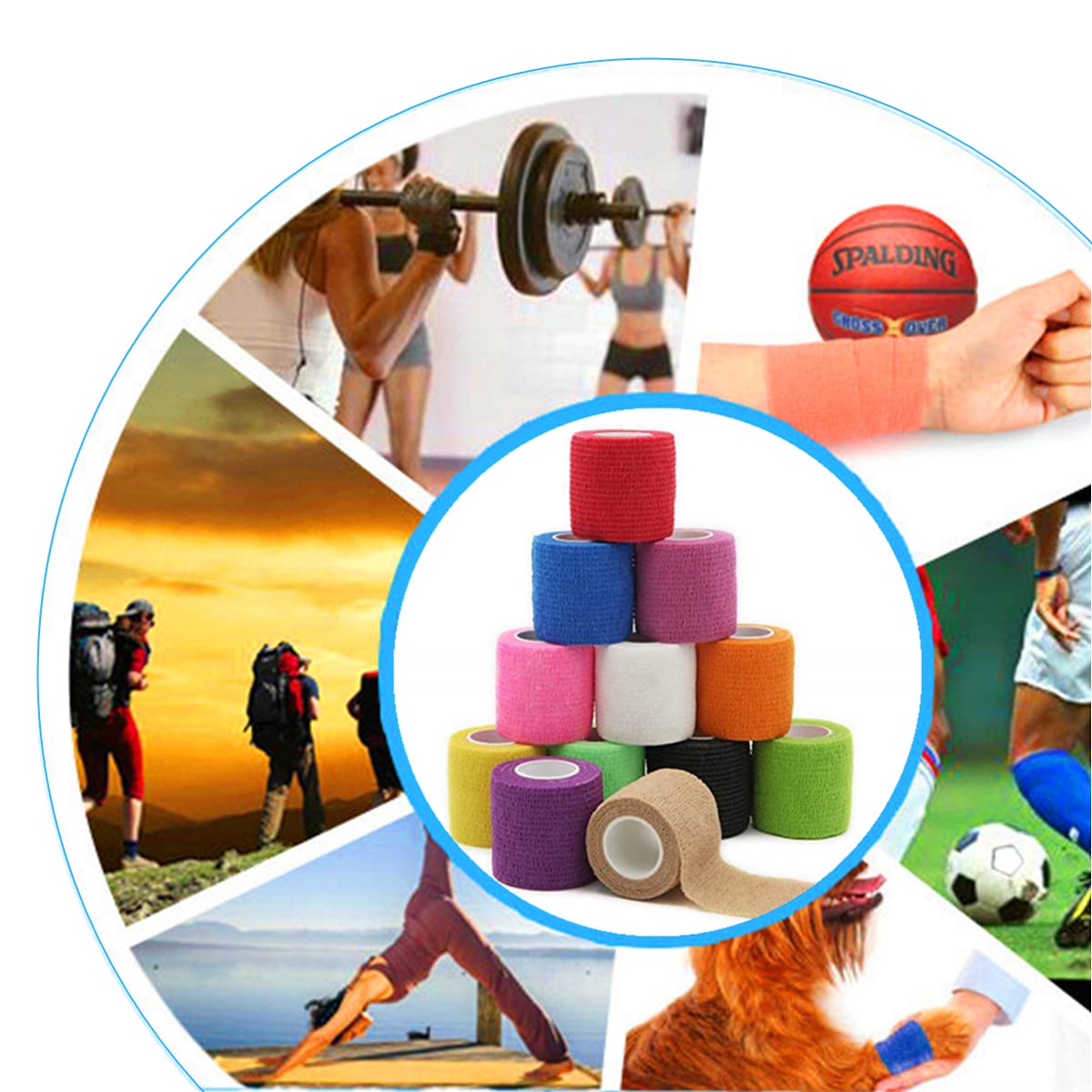 i-CHONY bandage wrap roll close-up shows strong self-adhesive grip.