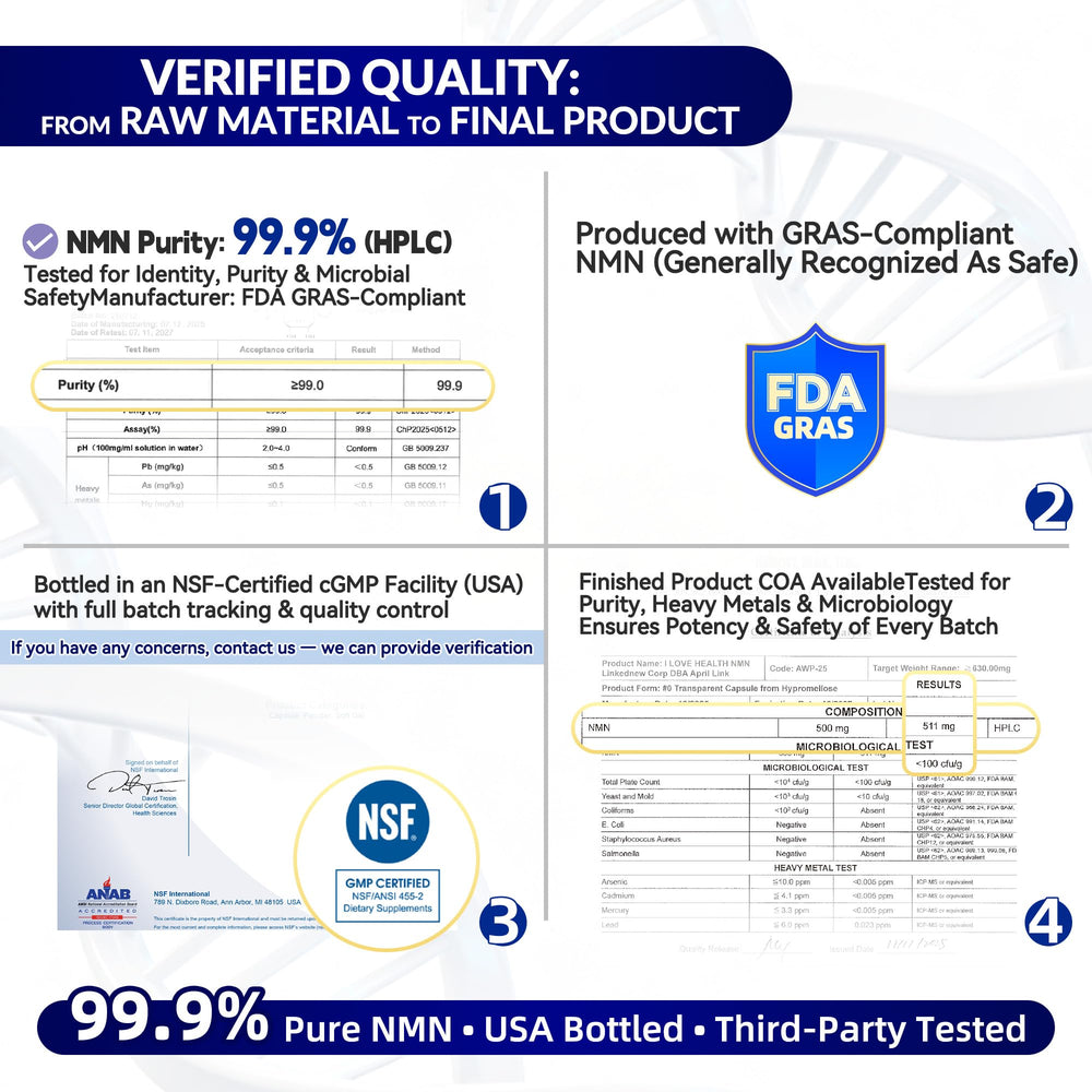 I LOVE HEALTH NMN bottle packaging emphasizes simple daily supplementation for consistent NAD+ support.