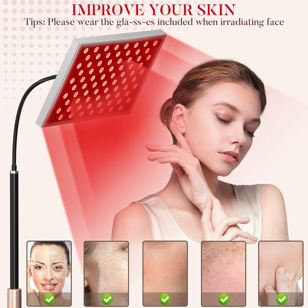 i-Venoya panel shows 660nm red and 850nm infrared LEDs for full-body care.