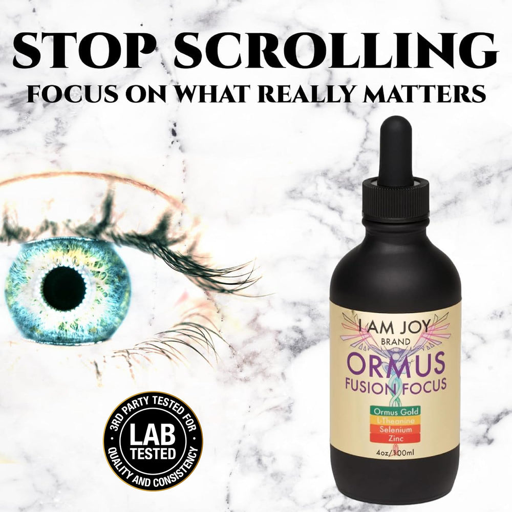 I Am Joy Co. Fusion Focus pills closeup emphasizes neurological strength and sustained attention.