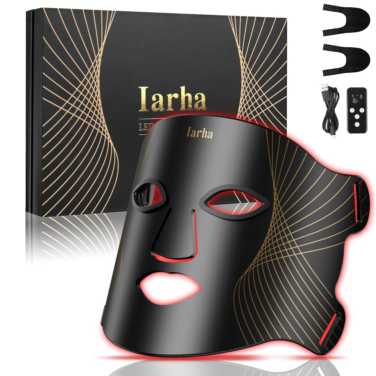 Iarha red light face mask close-up for at-home skin rejuvenation