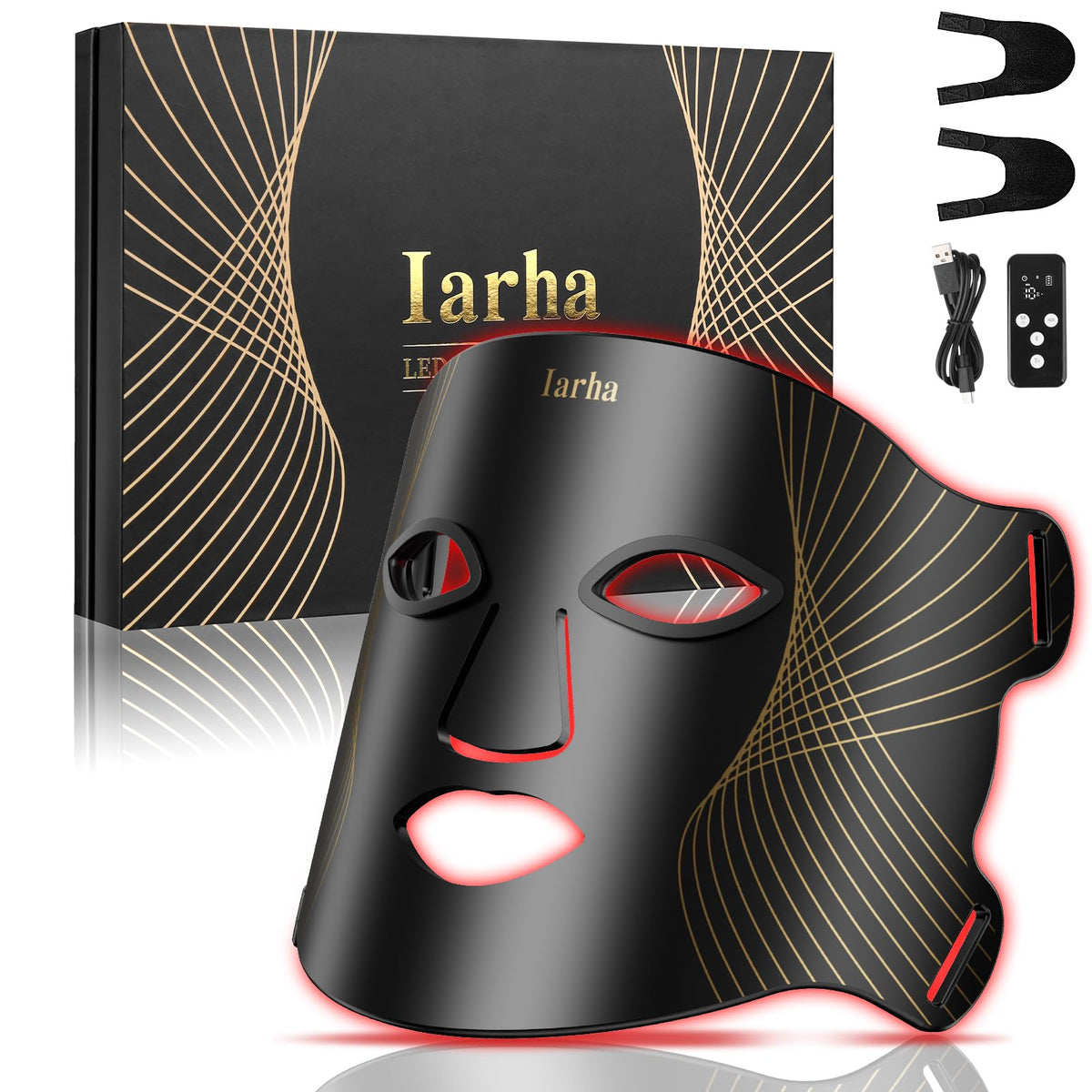 Iarha red light face mask close-up for at-home skin rejuvenation