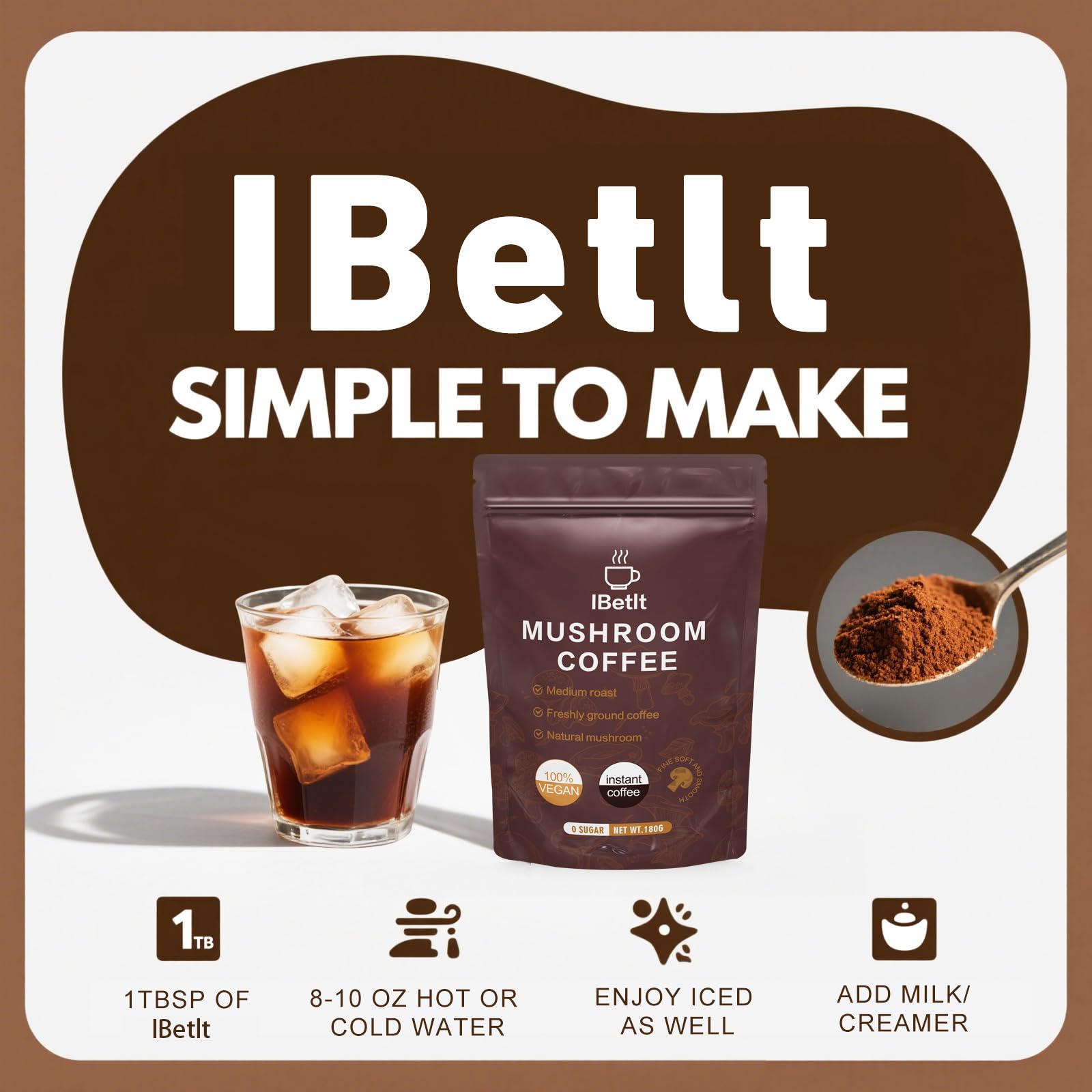 IBetIt Organic Mushroom Coffee brew setup simplifies daily prep.