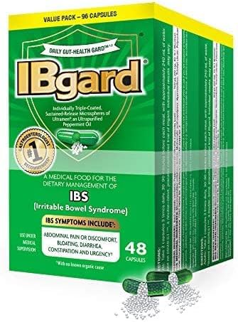 IBgard daily gut health support 96 capsules bottle for convenient IBS management.