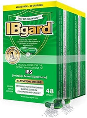 IBgard daily gut health support 96 capsules bottle for convenient IBS management.
