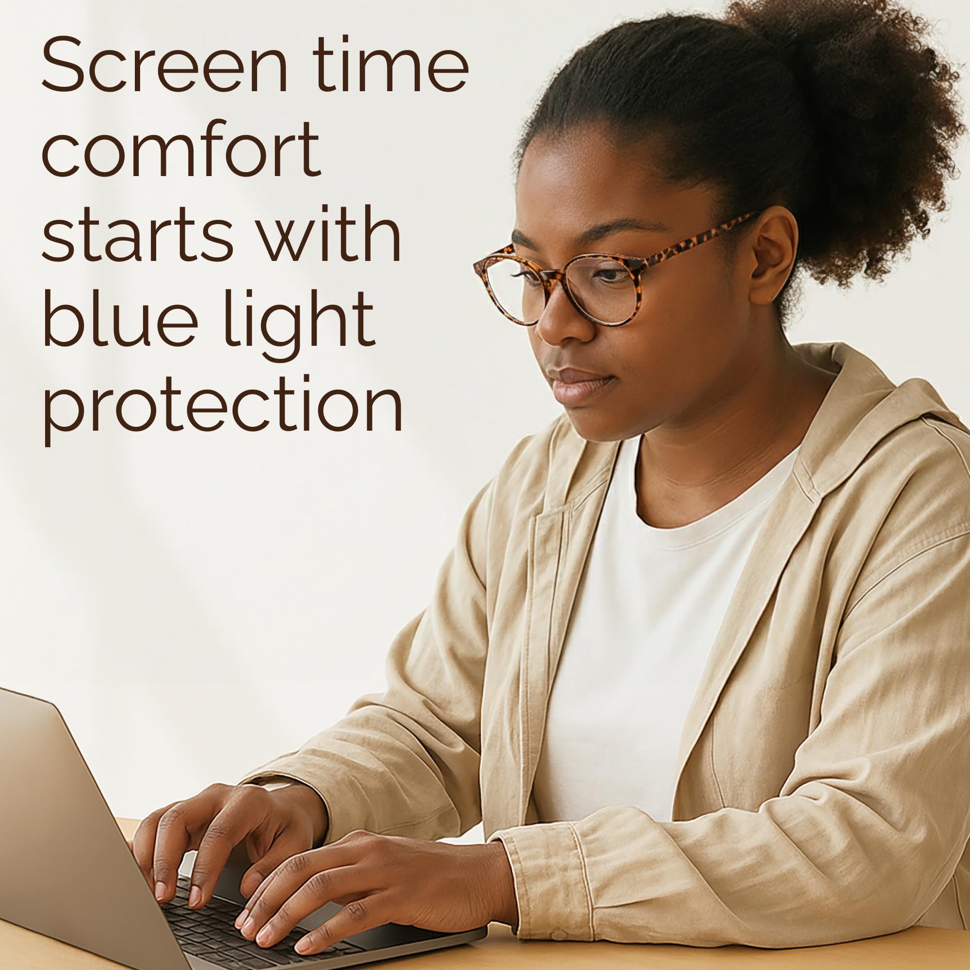 IBOANN blue light glasses round frames with UV coating protect eyes at night from blue rays
