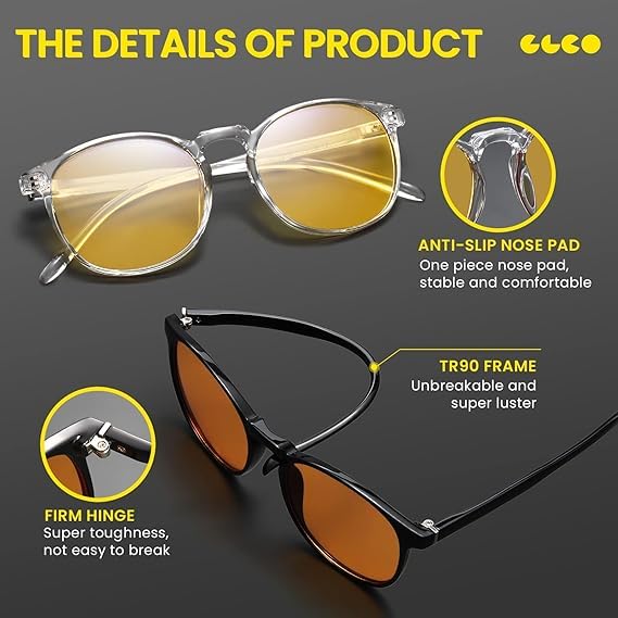 IBOANN blue light glasses in a three-pack for easy device switching