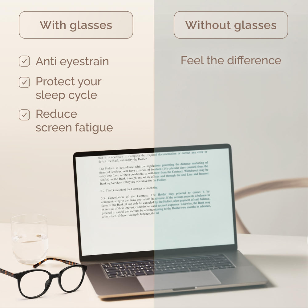 IBOANN blue light glasses with UV coating for all-day comfort and easier desk work
