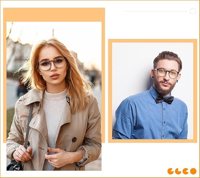 IBOANN blue light glasses with round frames, pack 2, stylish and screen-friendly.