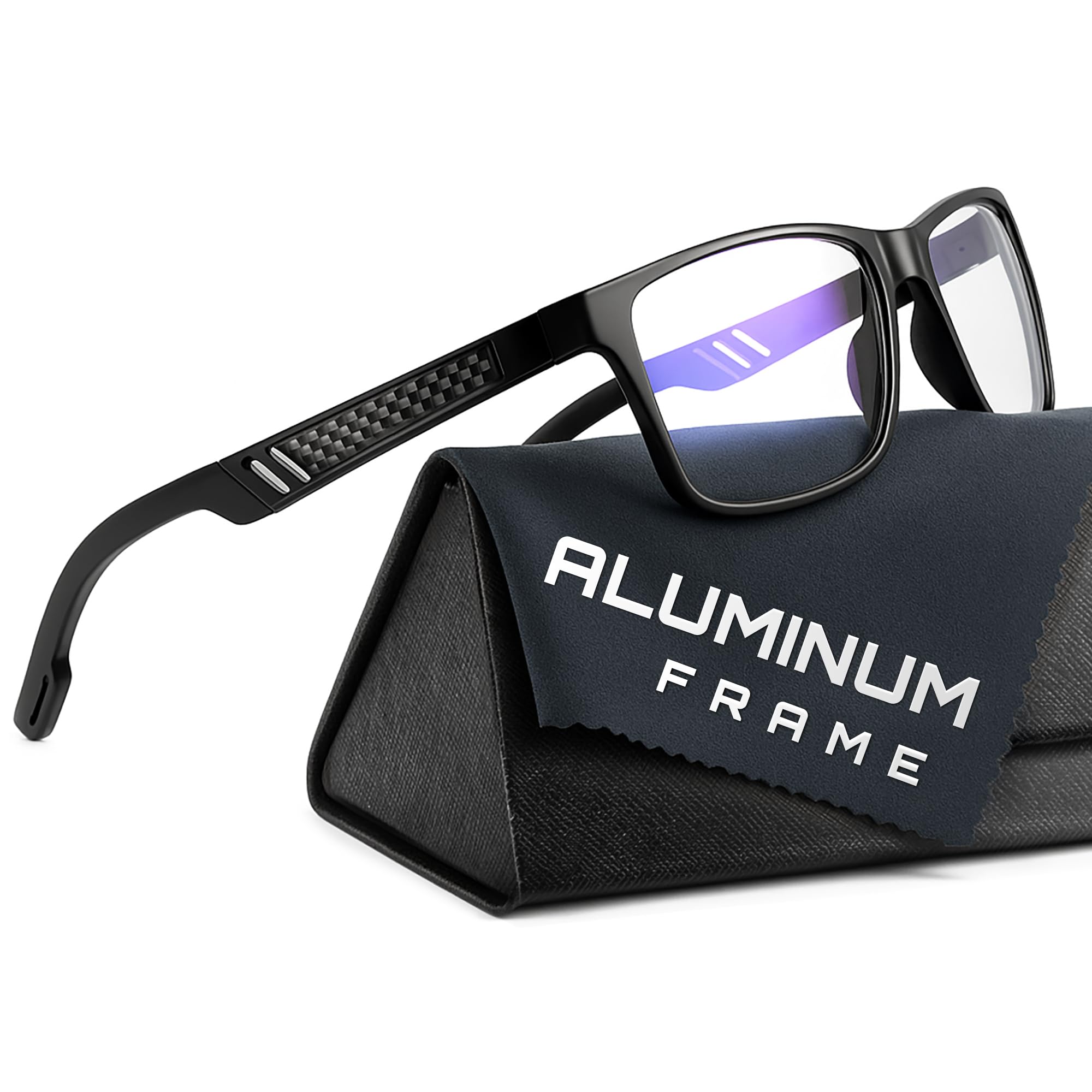 IBOANN carbon blue light blocking glasses men front view for comfortable screen time