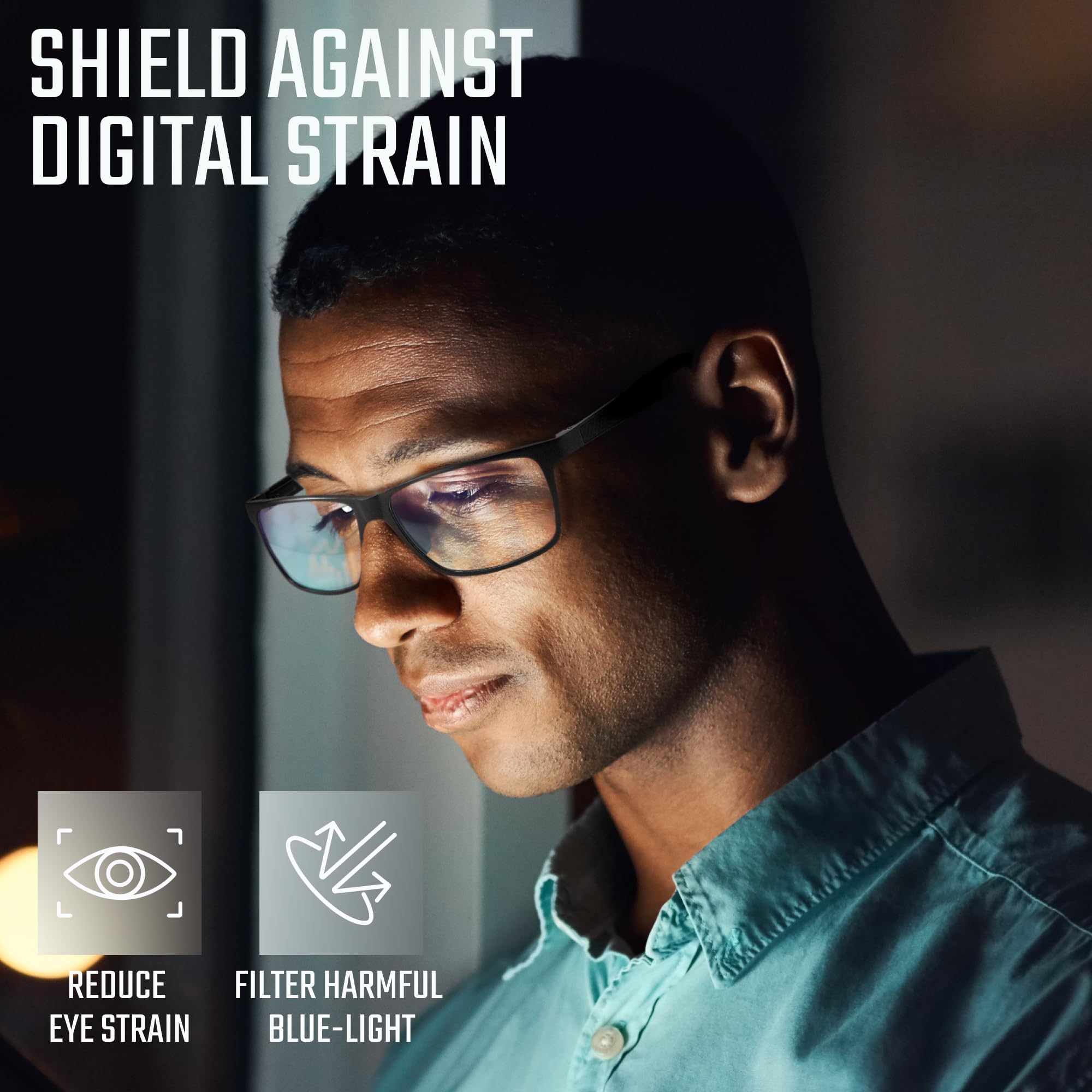 IBOANN blue light glasses on gaming setup to reduce eye strain during long sessions.