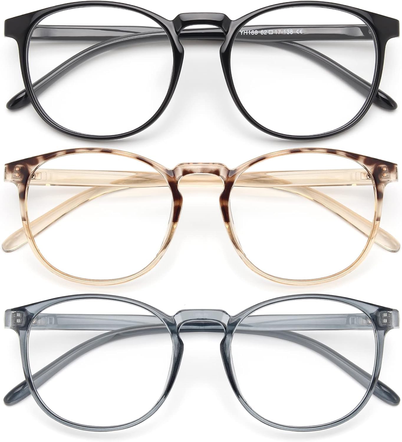 IBOANN blue-light glasses three-pack on desk, ideal for focused work.