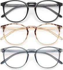 IBOANN blue-light glasses three-pack on desk, ideal for focused work.