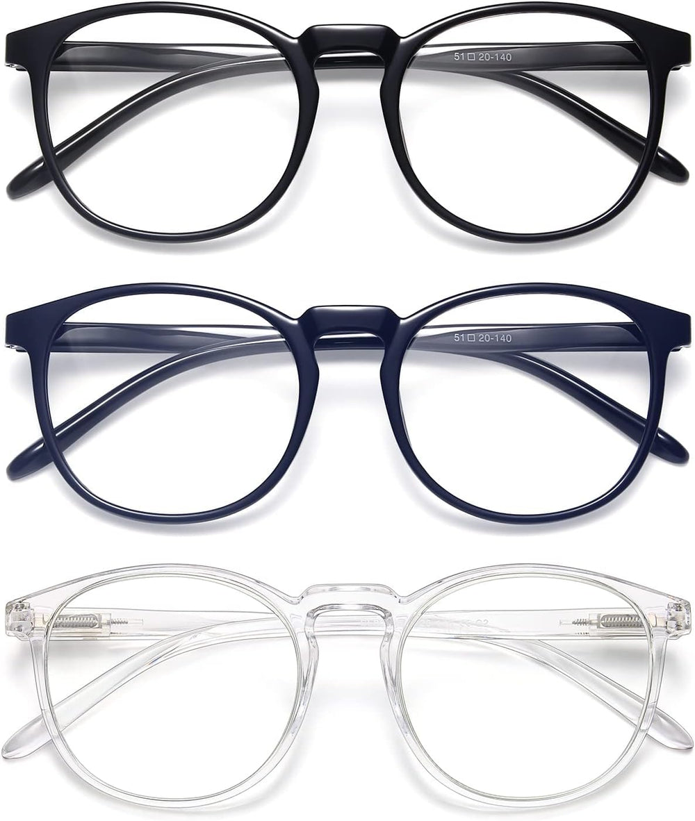 IBOANN chic blue light glasses with round frames provide UV400 protection for screen use.