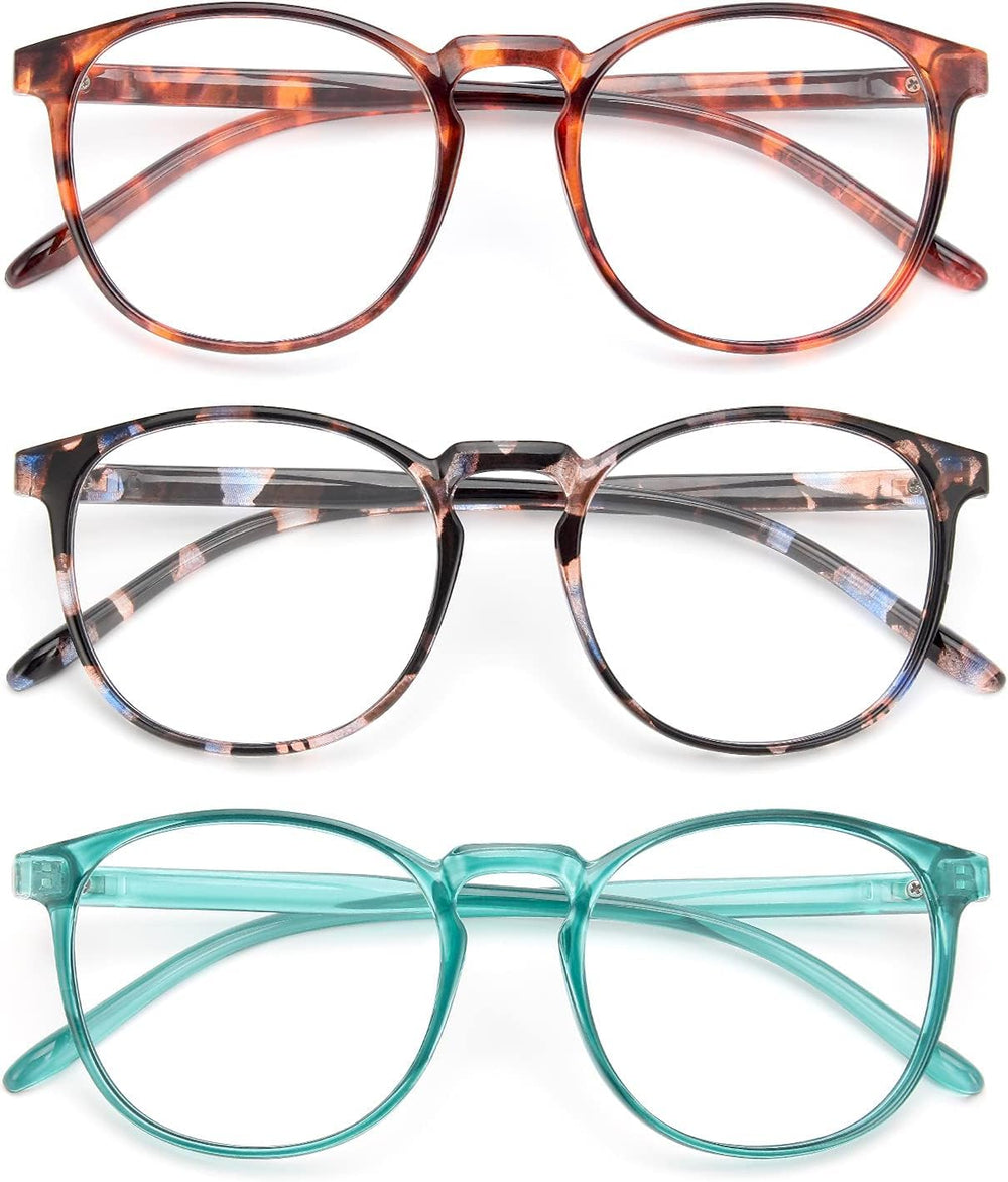 IBOANN blue light glasses with round frames in a 3-pack for daily screen use