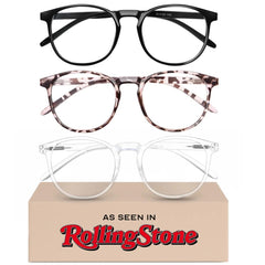 IBOANN blue light glasses with round frames for women reduce eye strain during screen time