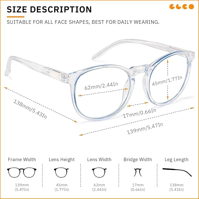 IBOANN lightweight round-frame glasses worn for all-day comfort