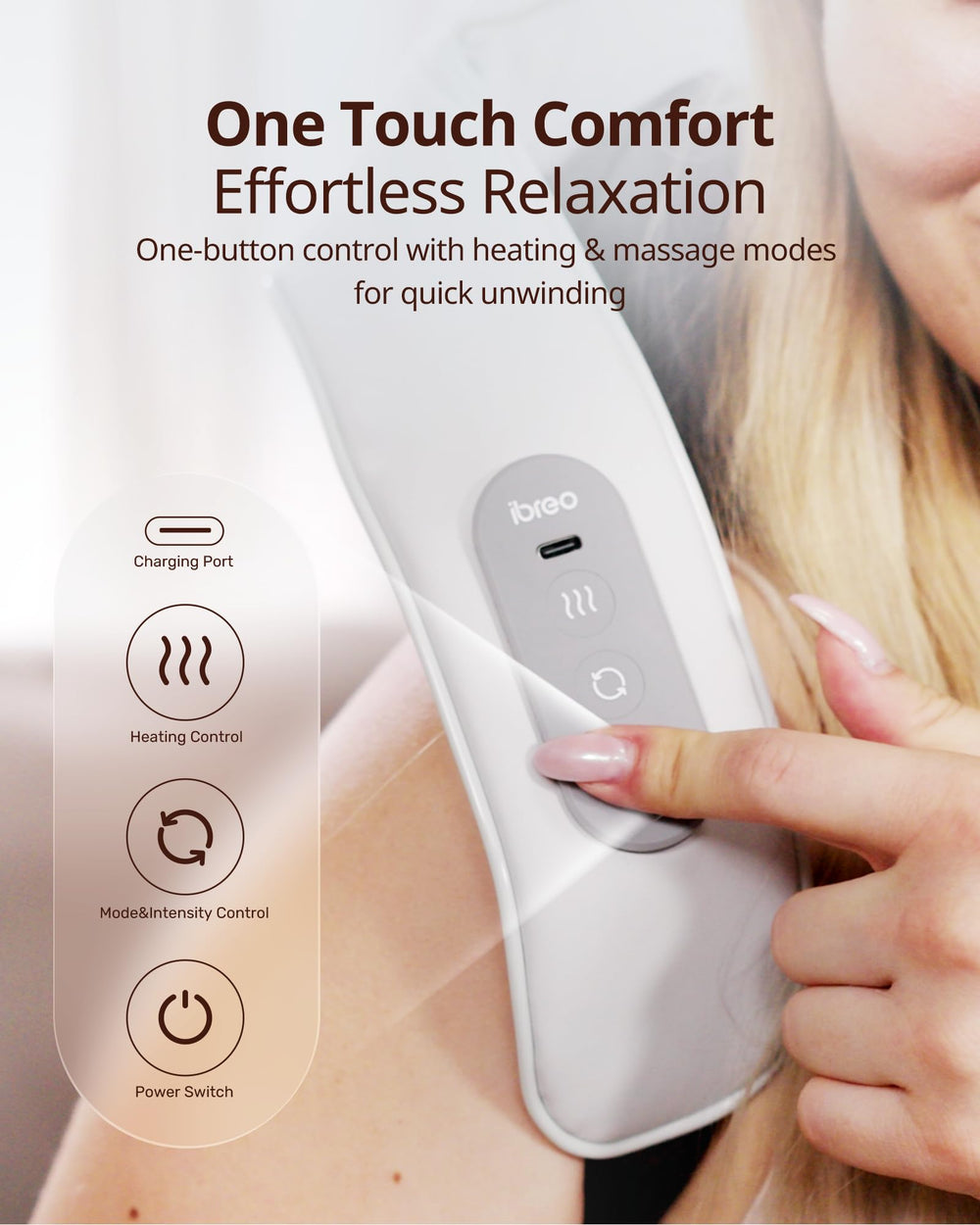 Ibreo adjustable spacing from 42 to 48 cm fits different bodies for effective massage.