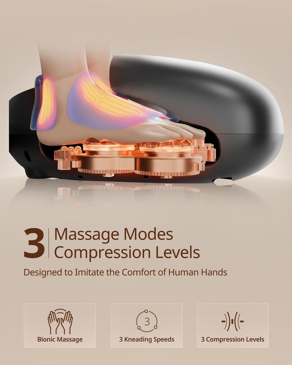 Ibreo foot massager heat option up to 131°F provides soothing warmth.