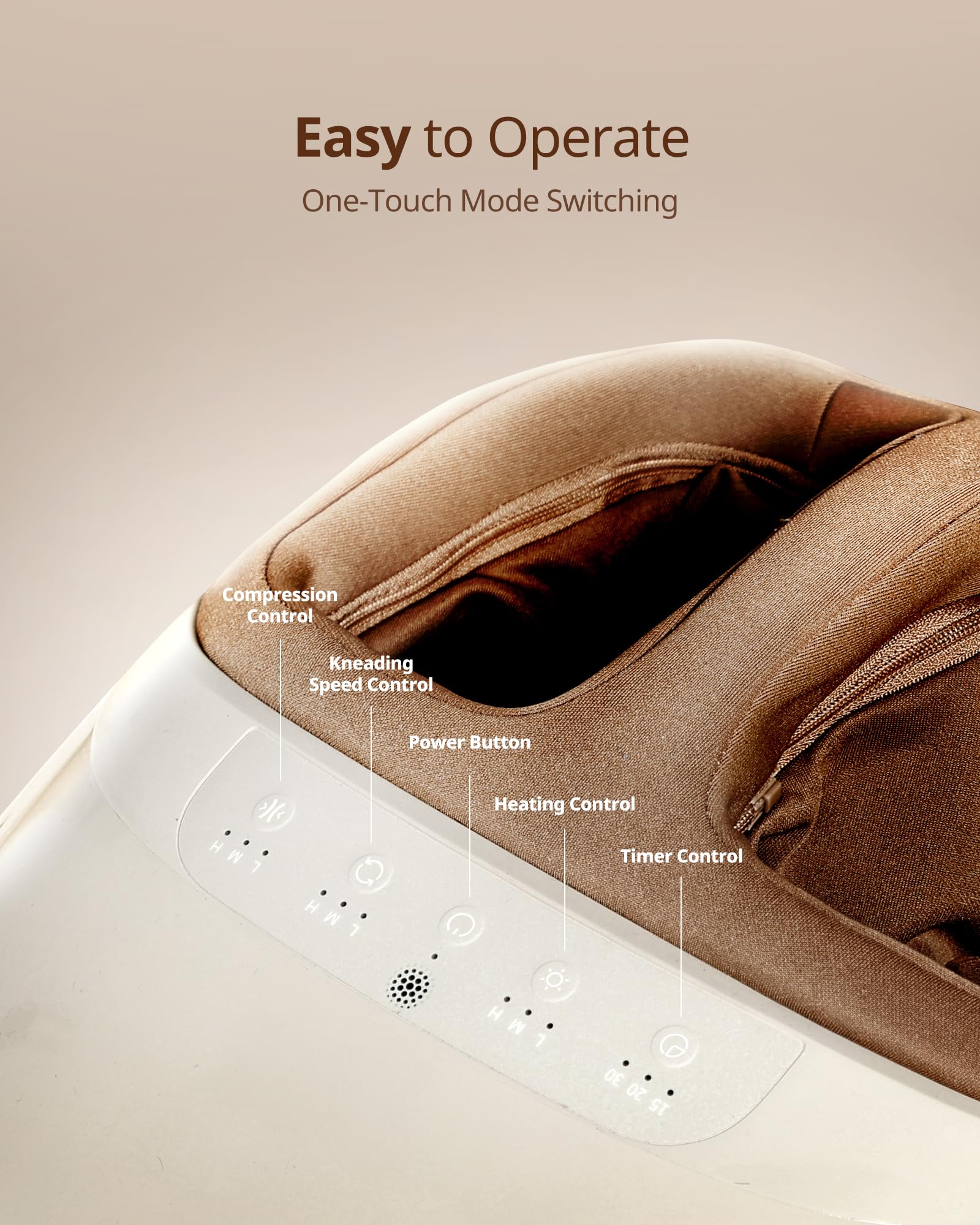 Ibreo massager with adjustable timer for 15/20/30 minute sessions.
