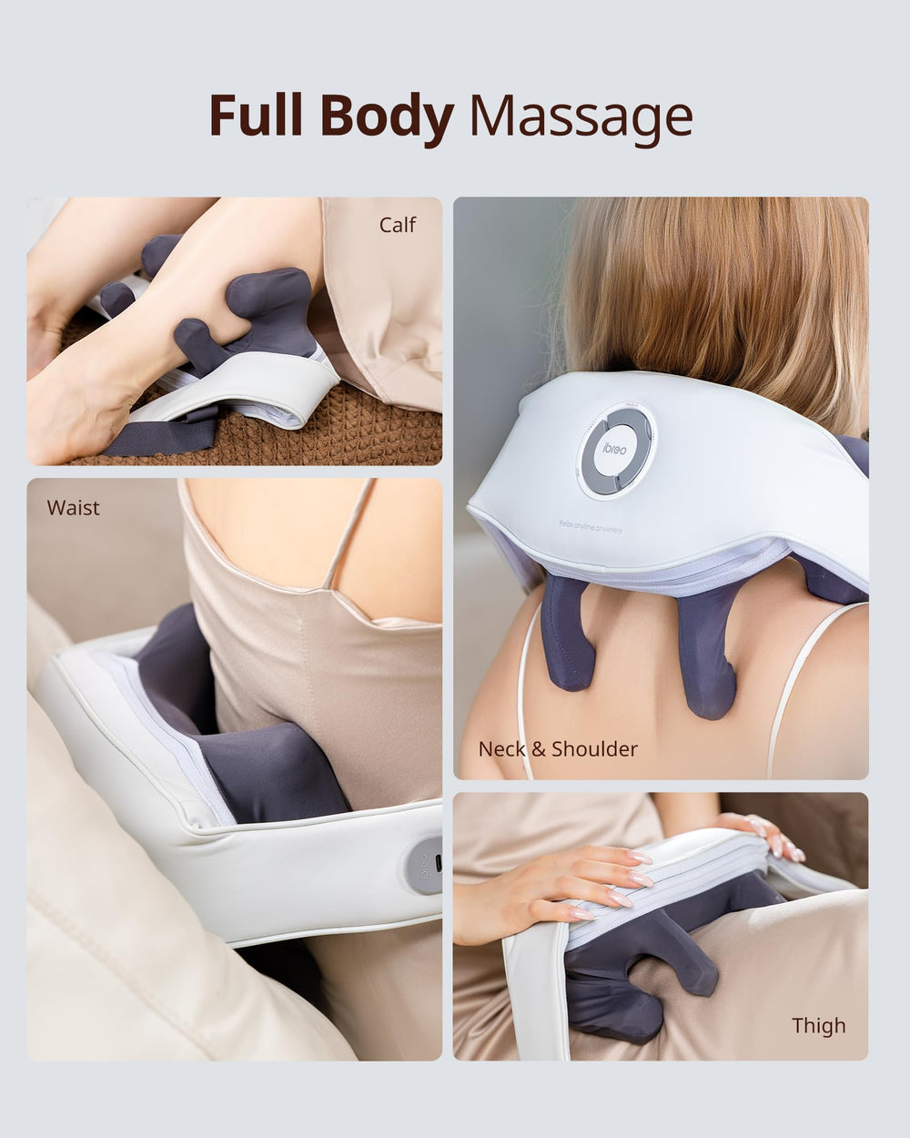 Ibreo Shiatsu massager with heat, whisper-quiet operation
