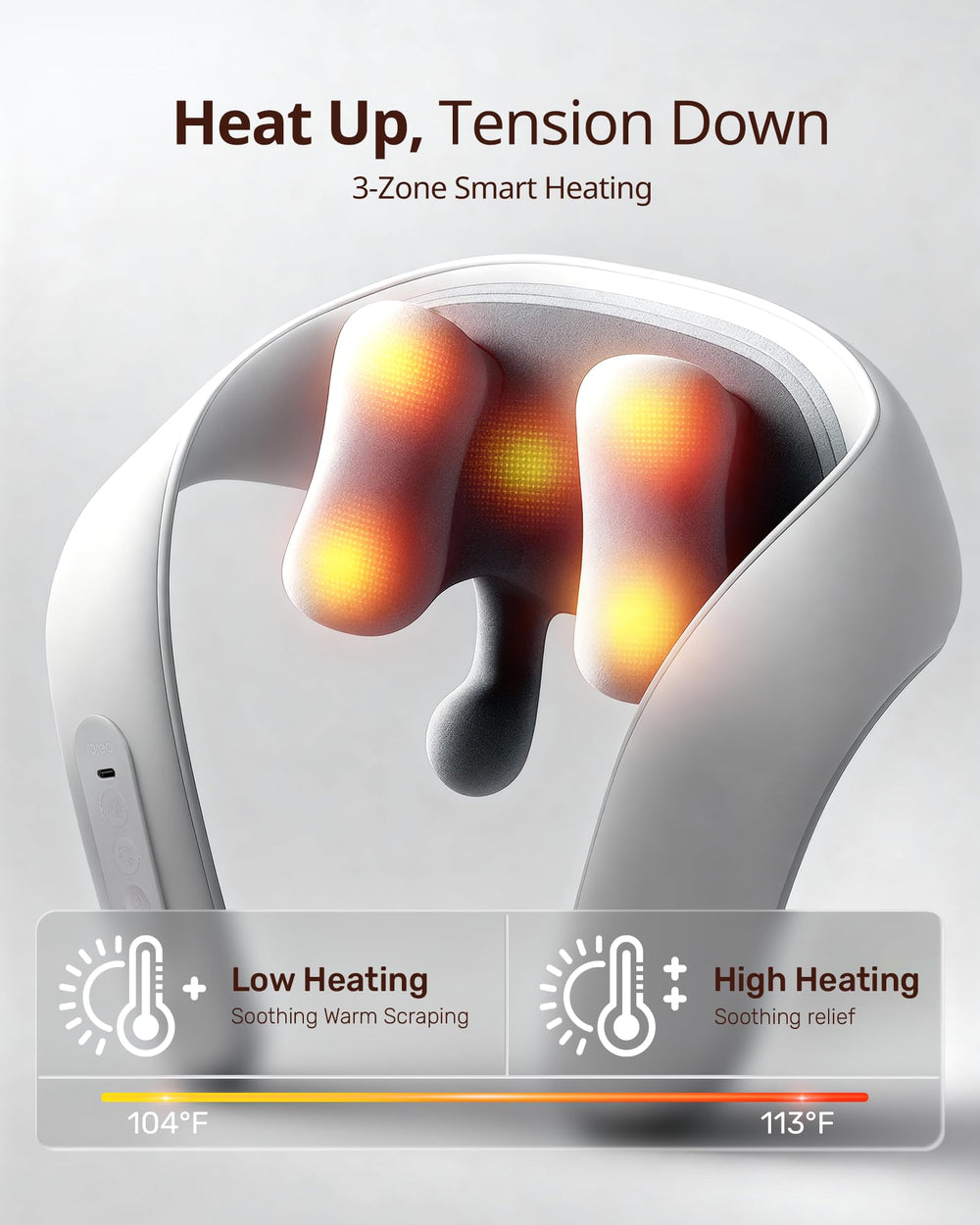 Ibreo Shiatsu massager with heat, hands-free design in action on shoulder