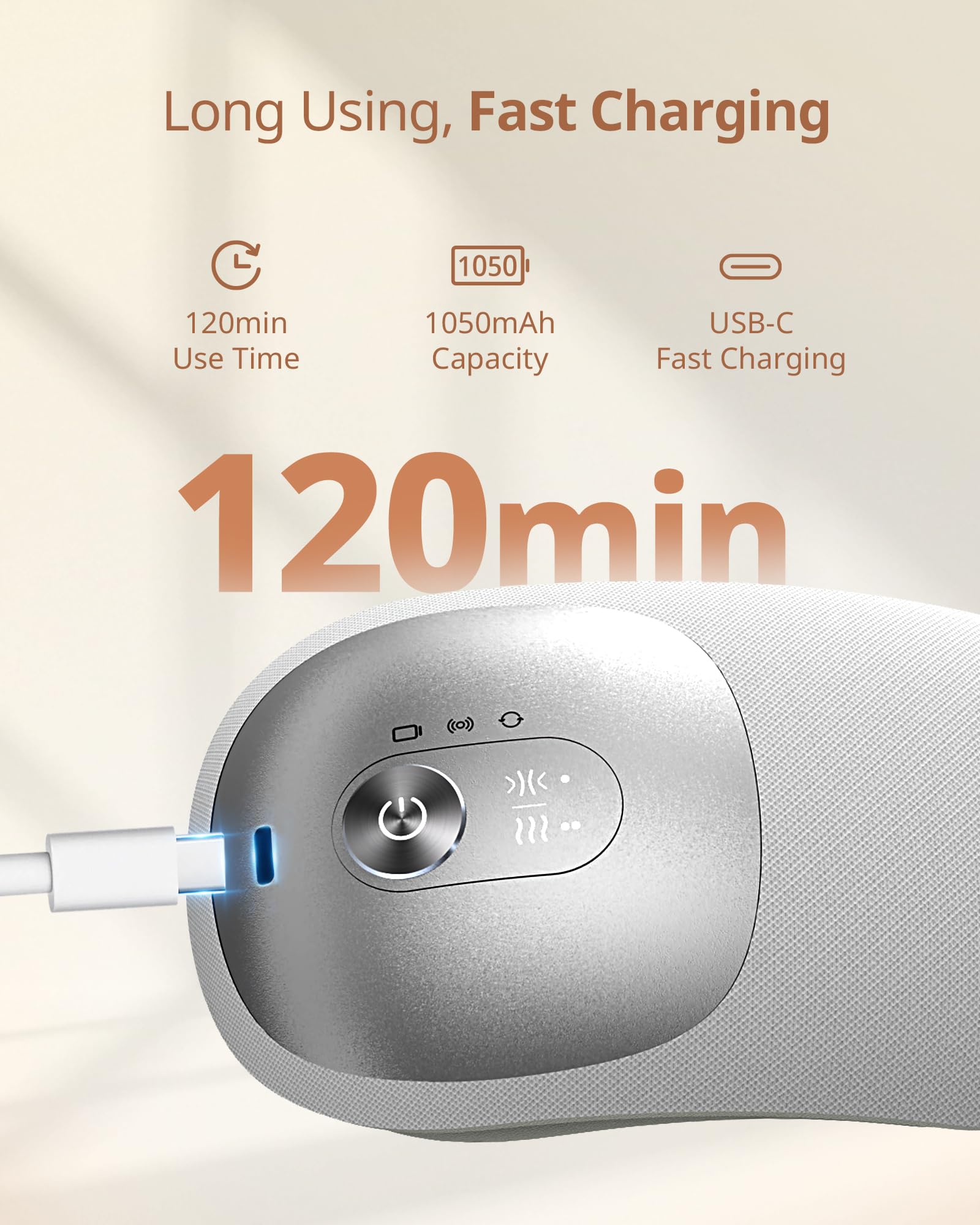 Ibreo Ultra-Light Eye Massager battery life indicator and power source