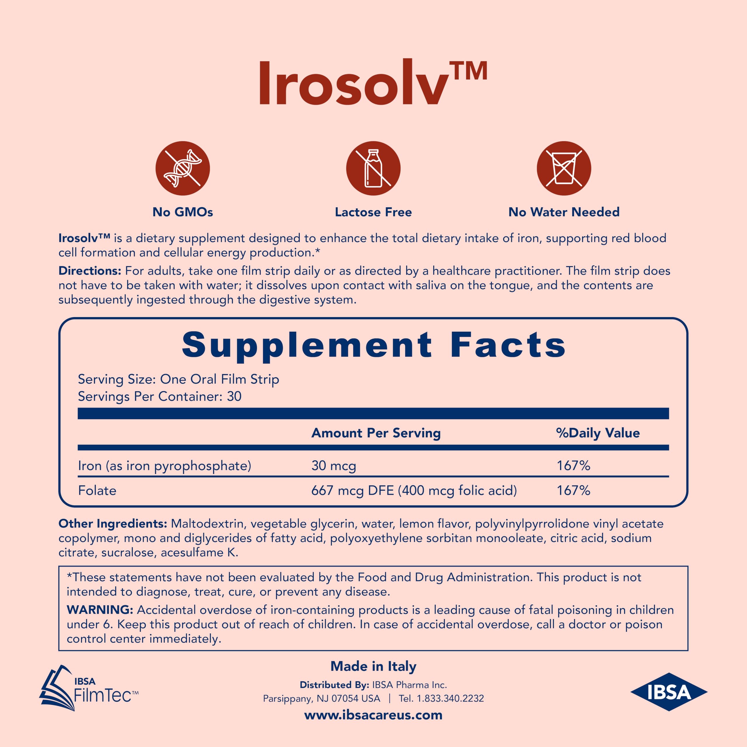 Ibsa Irosolv 30 day supply with 30 films per carton