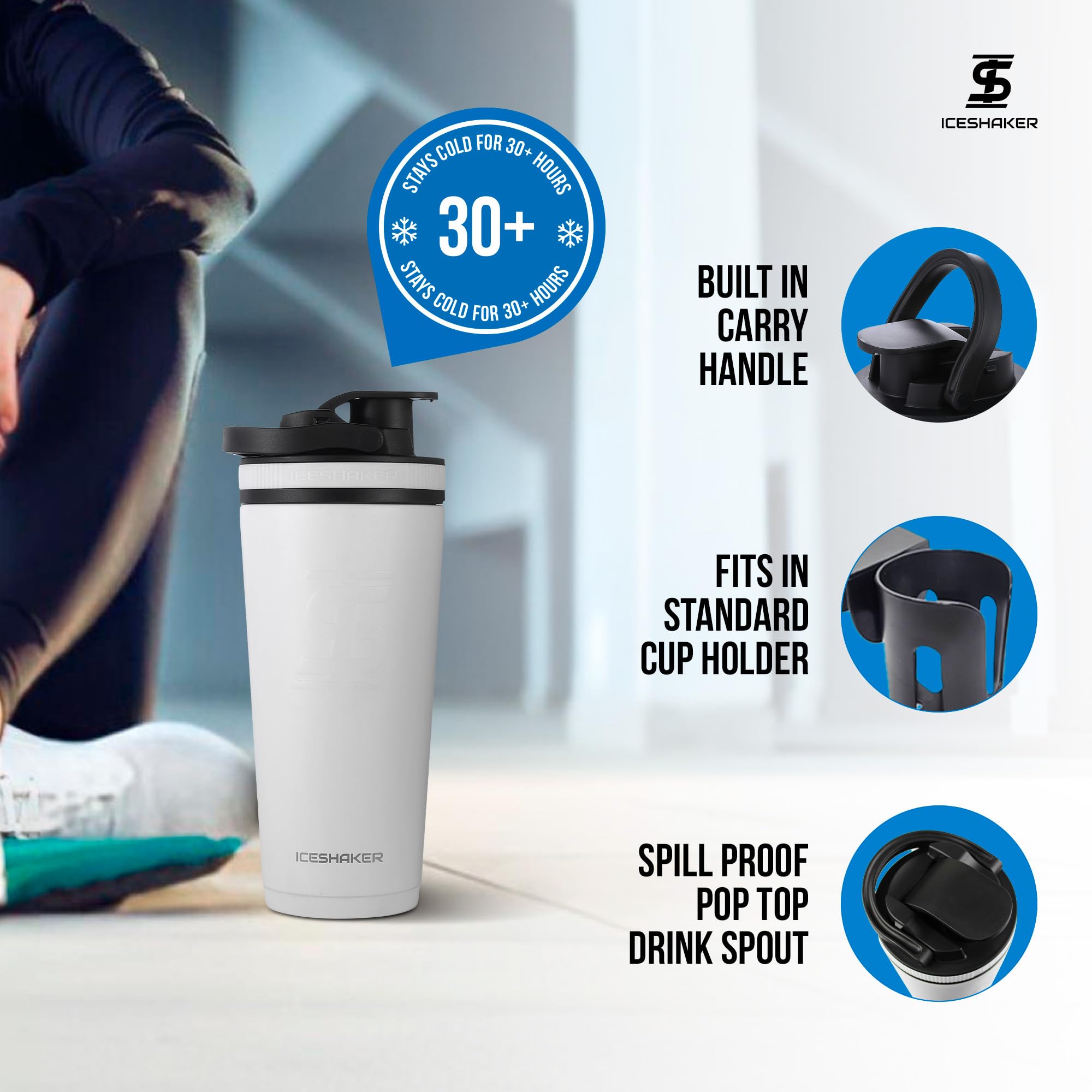 Ice Shaker insulated stainless steel construction resists odors and stains