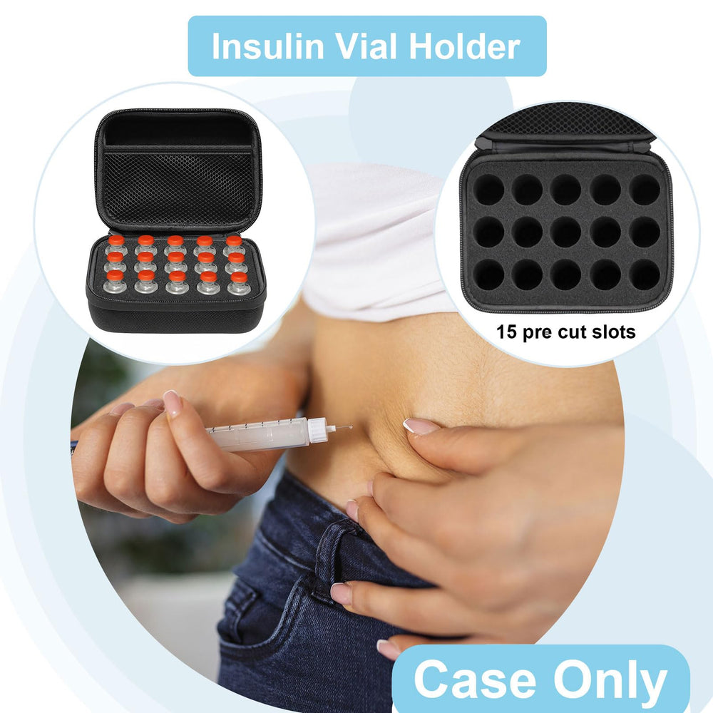 ICIMBI insulin vial case interior with elastic EVA protection for 10ml vials.