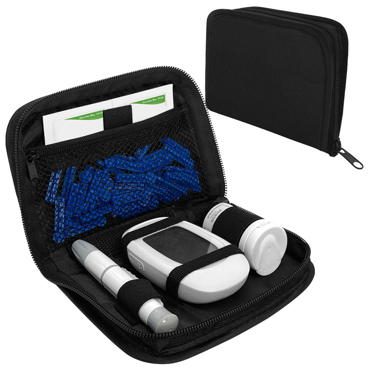 ICIMBI estuche de suministros para diabetes con cierre suave, ideal para transporte diario.
