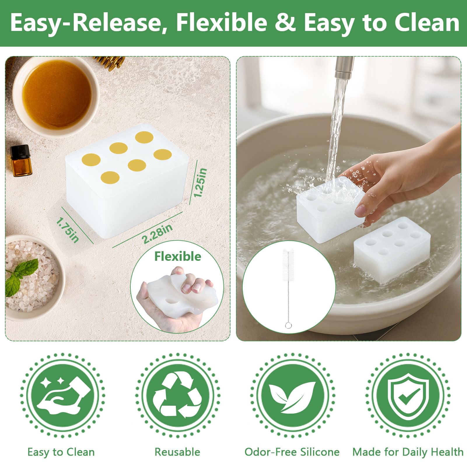 ICIMBI silicone molds feature smooth edges for comfortable handling and release.