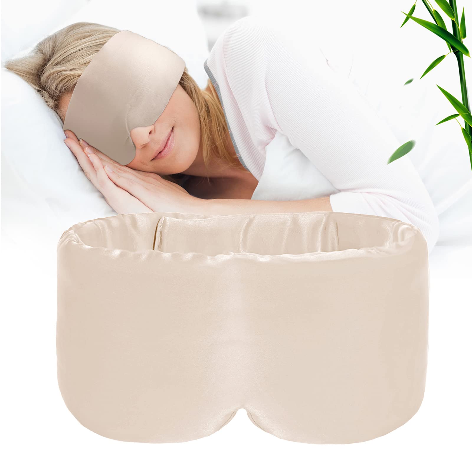 iCooBreeze bamboo eye mask in apricot color blocks light for deep rest