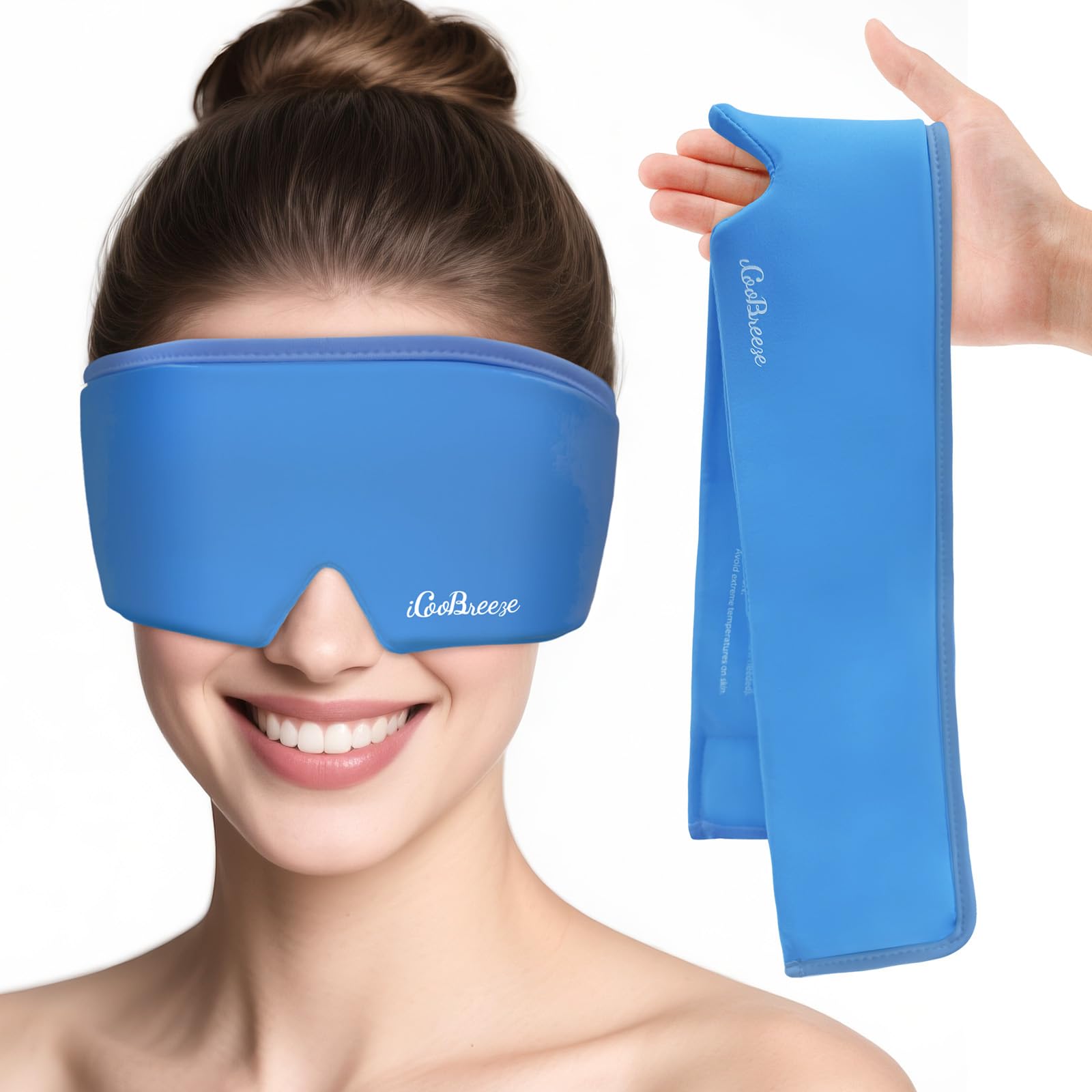 iCooBreeze cooling eye mask large deep blue gently cools puffy eyes