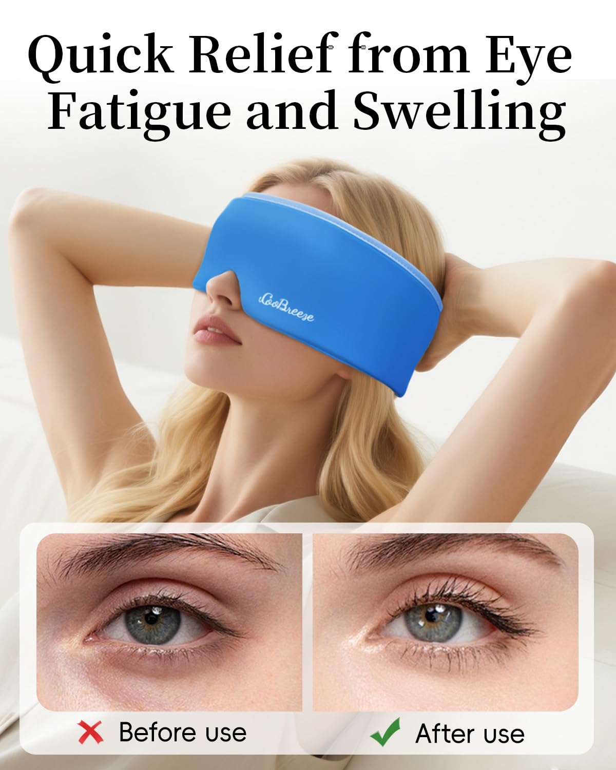 iCooBreeze easy to clean, reusable eye mask for convenient cold therapy