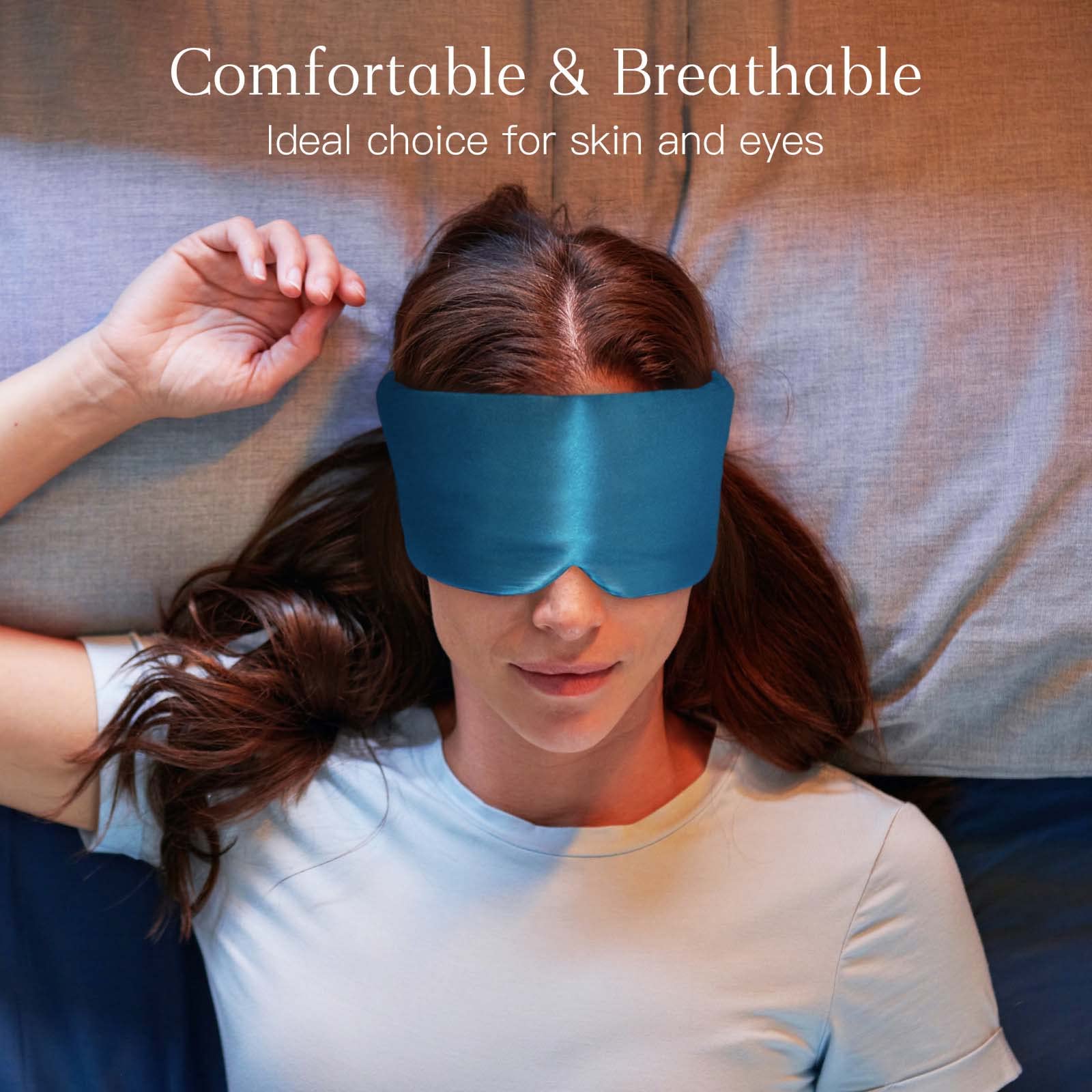 iCooBreeze silk eye mask adjustable strap provides a secure, comfortable fit.