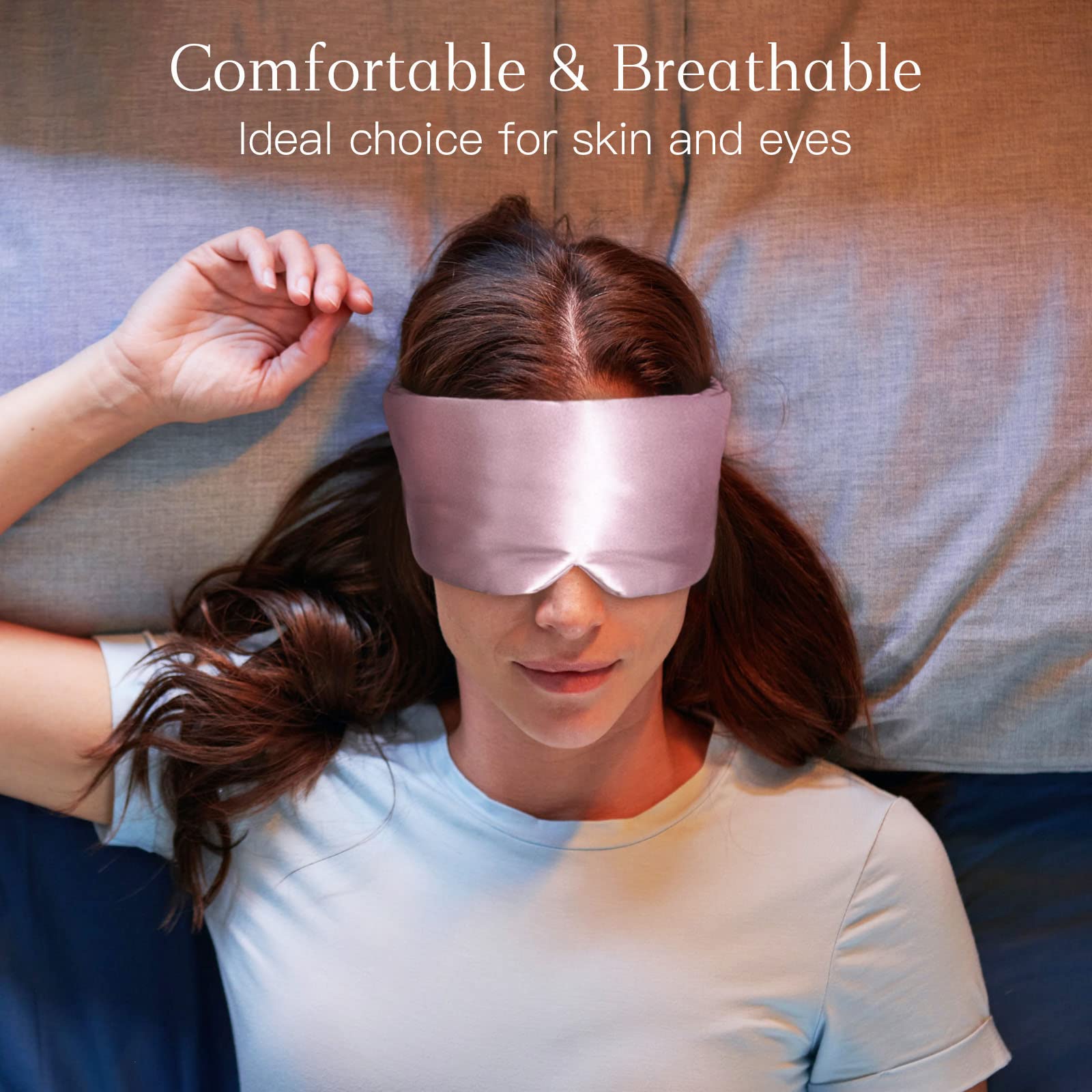 Large-size iCooBreeze silk eye mask provides full blackout during sleep