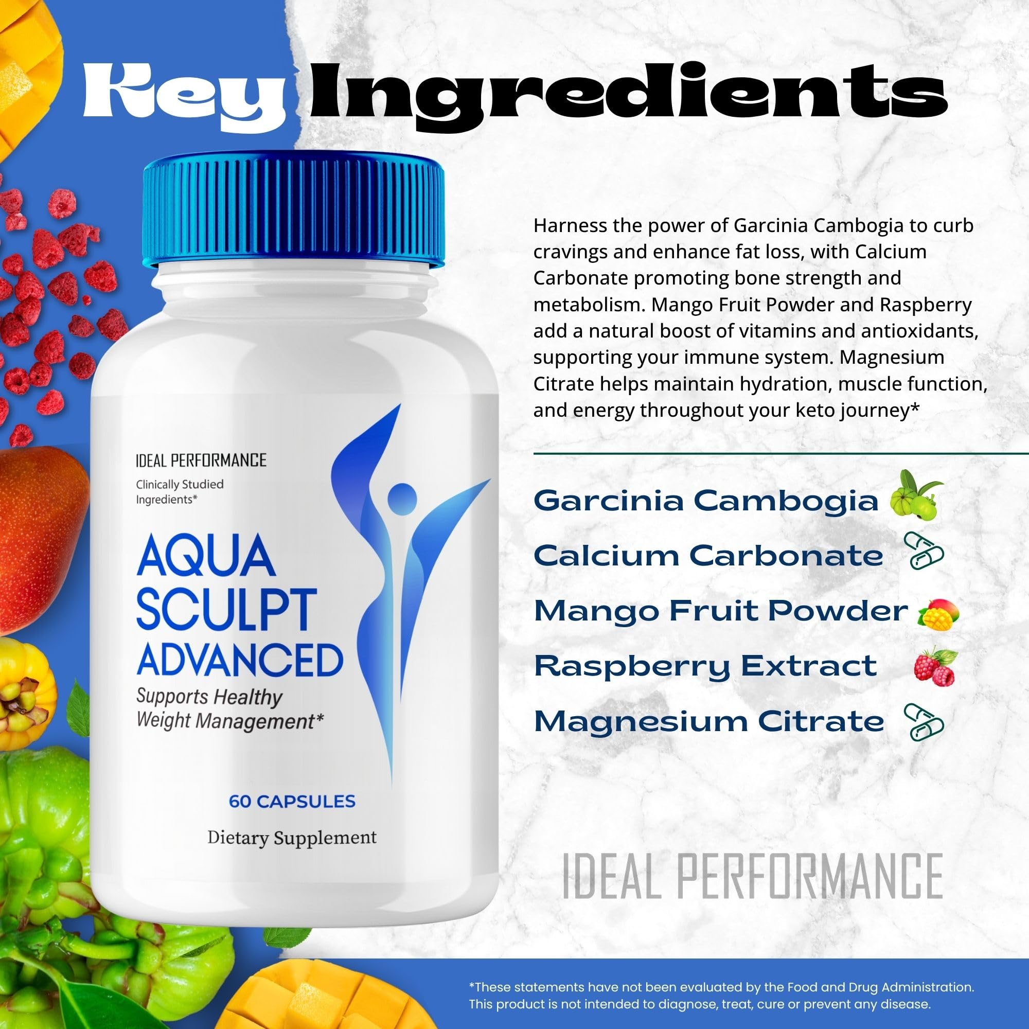 IDEAL PERFORMANCE Aqua Sculpt packaging shows all-natural ingredients label.