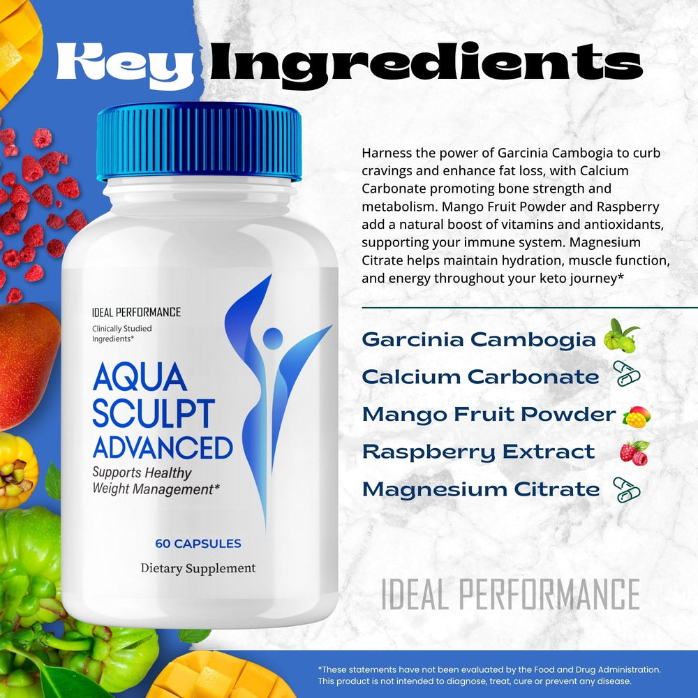 IDEAL PERFORMANCE Aqua Sculpt packaging shows all-natural ingredients label.