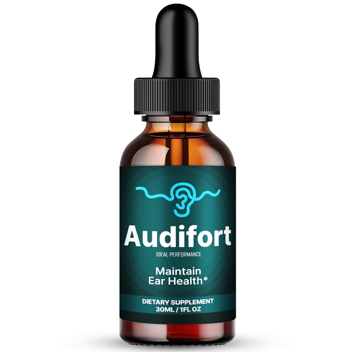 IDEAL PERFORMANCE Audifort Tinnitus Drops bottle highlighting convenient ear health support