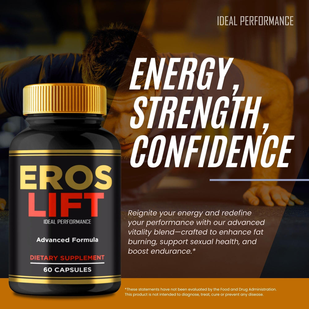 IDEAL PERFORMANCE Eros Lift bottle side view demonstrates compact daily-use design.