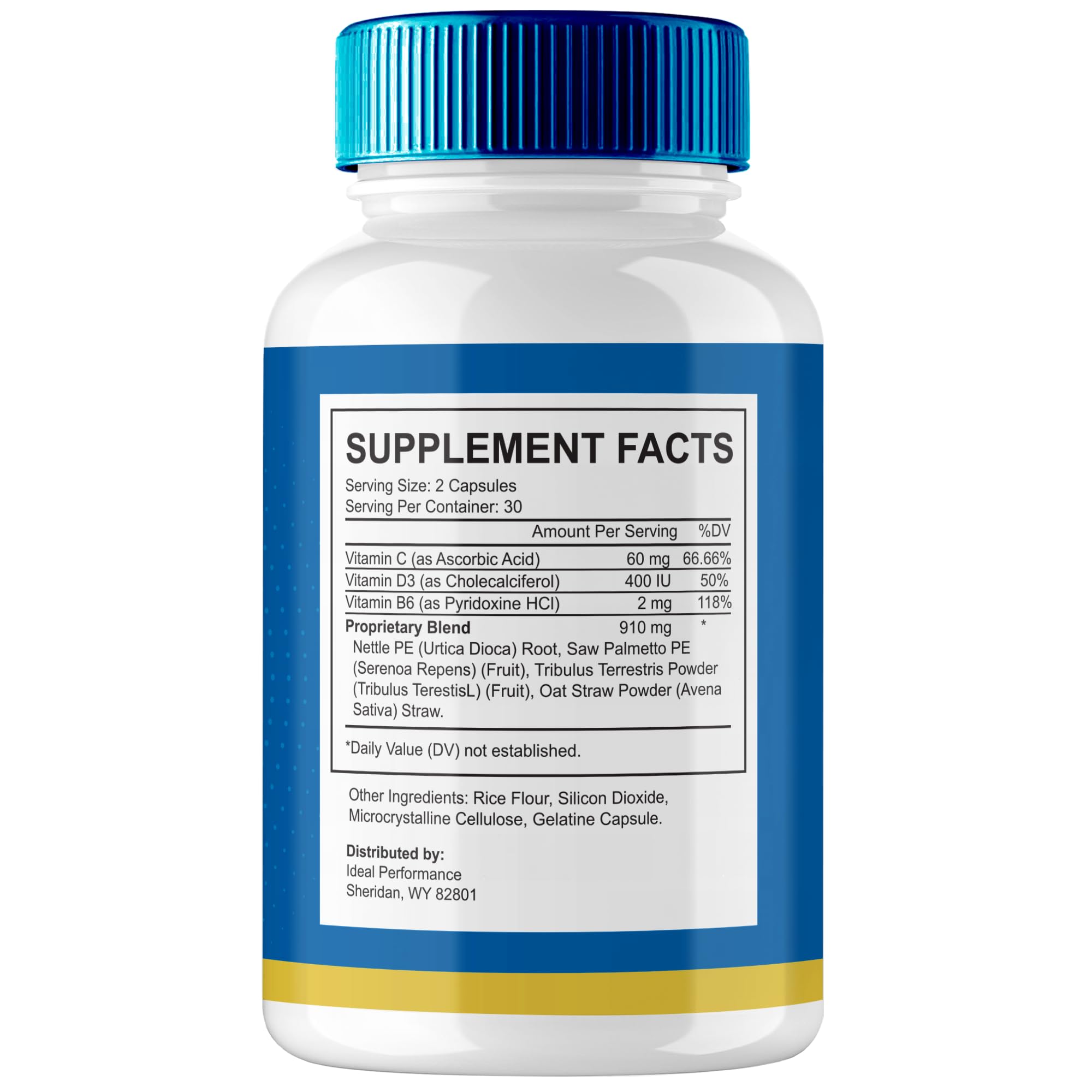 IDEAL PERFORMANCE Jertaris capsules bottle close-up with all-natural formula label