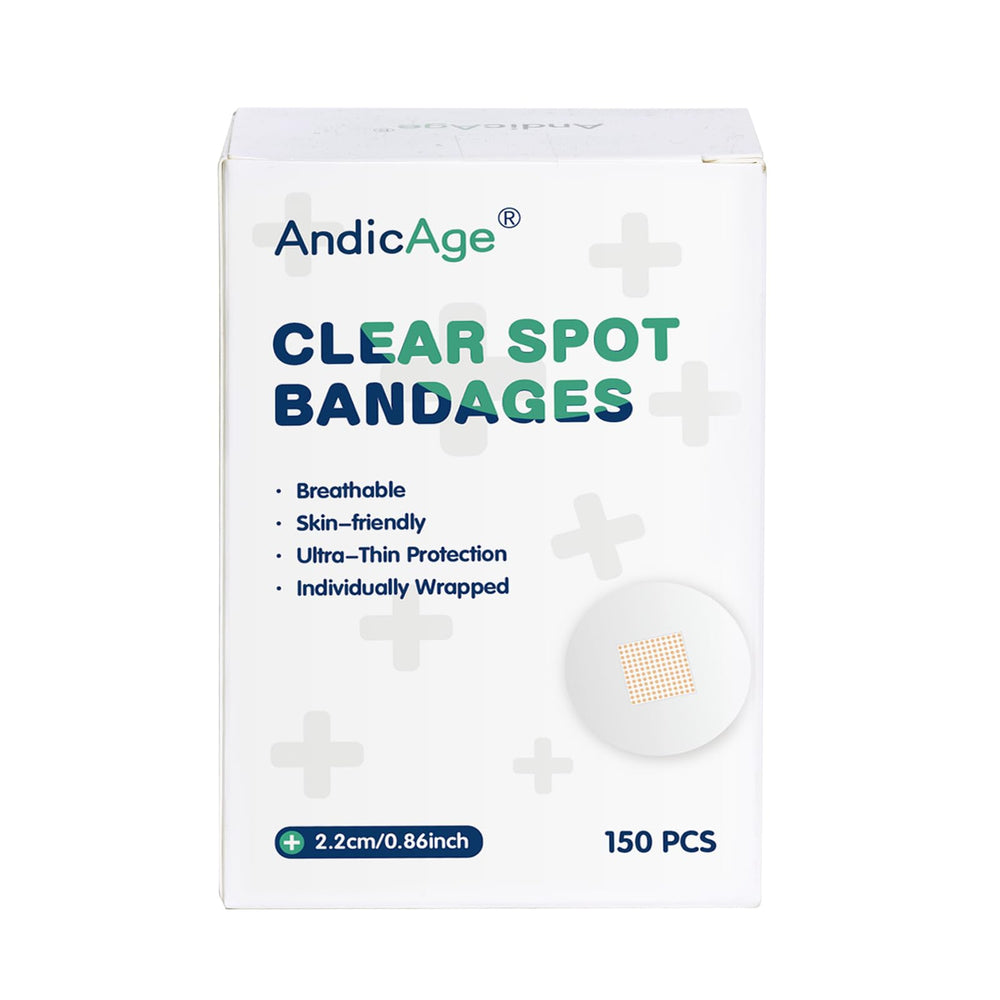 IdealPlast clear 2.2 cm round bandage close-up showing skin-friendly adhesive.