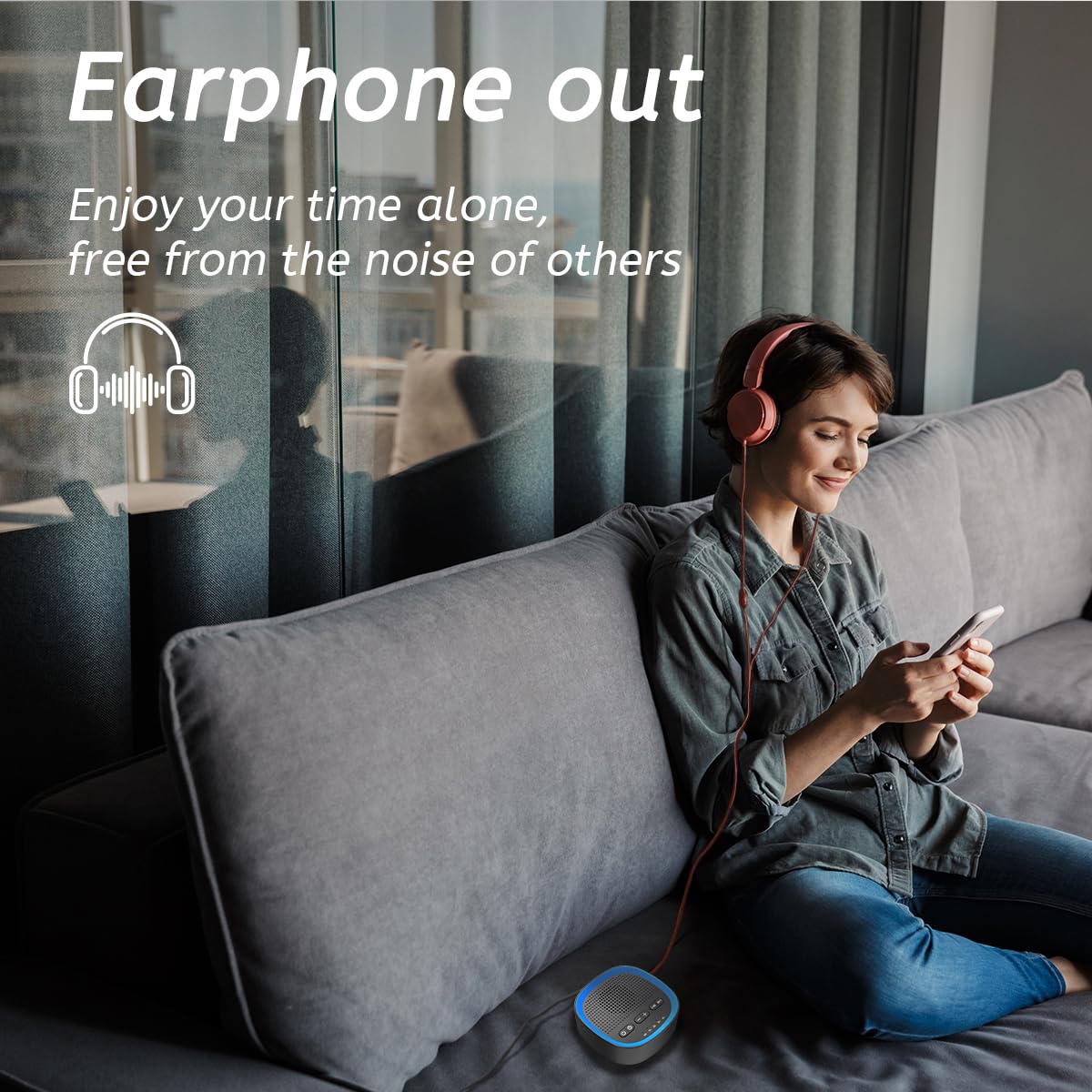 iEasy Sleep headphone jack close-up for private listening without disturbing others.