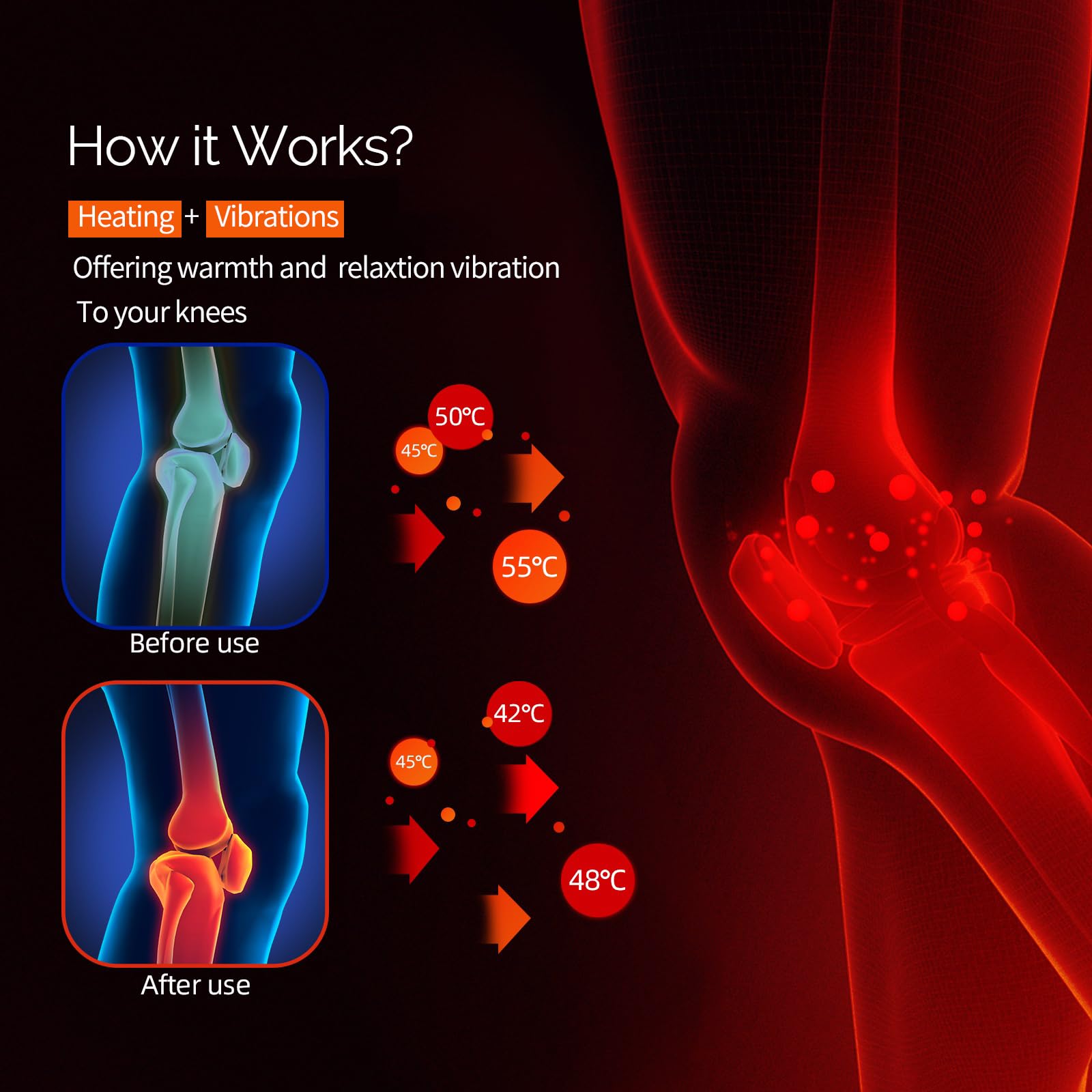 IeBilif knee massager large LED screen shows easy session customization