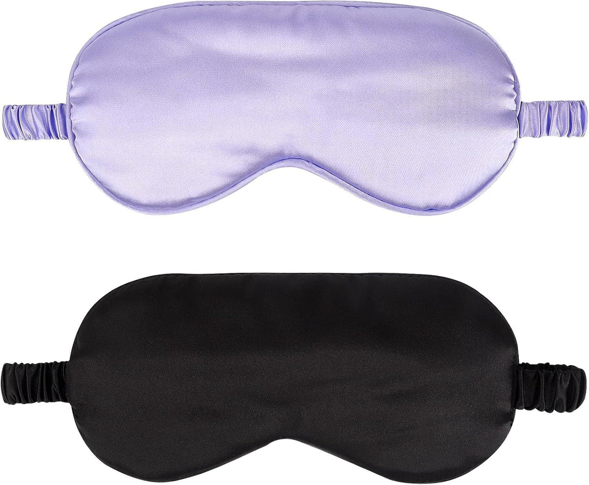 IEKEODI silk sleep mask in black blocking light for restful travel sleep