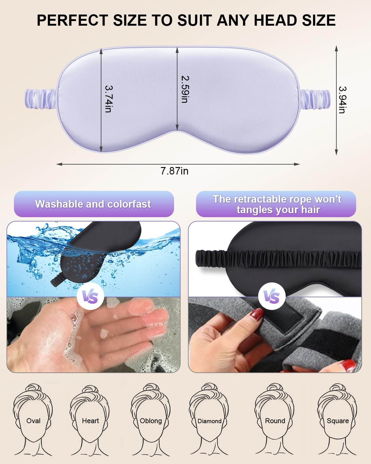 IEKEODI silk sleep mask in purple providing breathable comfort for naps